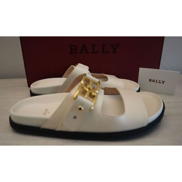 Bally 6300082 Women's Sz 5.5M Bone/Beige Leather Emma Slide Sandals $640 - Picture 4 of 13